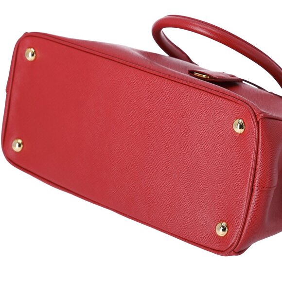 PRADA Saffiano Small Satchel Shoulder Bag Red Leather - Picture 6 of 8